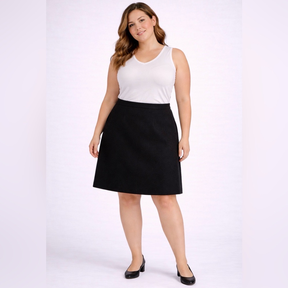 Requirements Petite Black Wool women’s size 14P Skirt A-Line Made USA (A447)✨